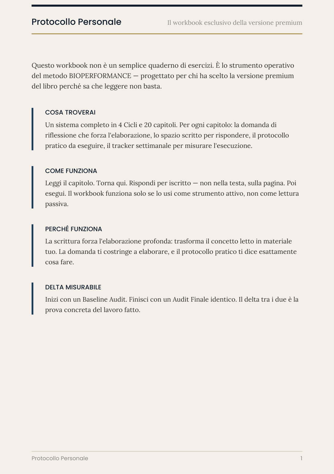 Protocollo Personale — pagina introduttiva: cosa troverai e come funziona